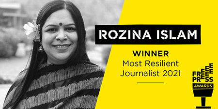 Bangladeshi reporter Rozina Islam wins Most Resilient Journalist award