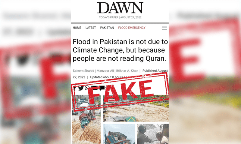 Dawn responds to a doctored headline 