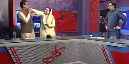 Dr. Firdous slaps PPP's Qadir Mandokhel during TV show recording