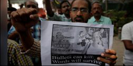 Indian journalists, activists protest murder of newspaper publisher