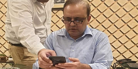 Lahore Press Club President Azam Chaudhry finds a bullet on his work desk